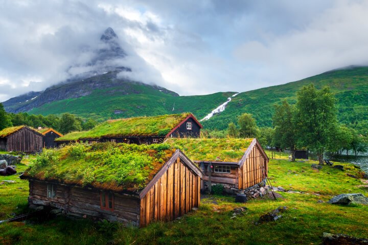 norwegian grass roof old house eco friendly destination